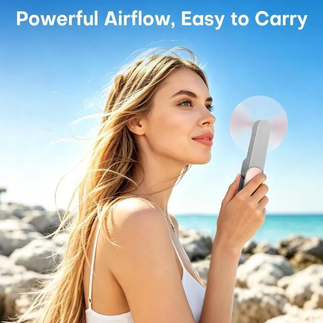 Alt view image 7 of 7 - Nezylaf Portable mini handheld Fan, small Rechargeable Personal Fan for 9-15 Hours Runtime, Pocket Design for Travel/Women Essentials/vacation/beach/vacation/airplane/disney