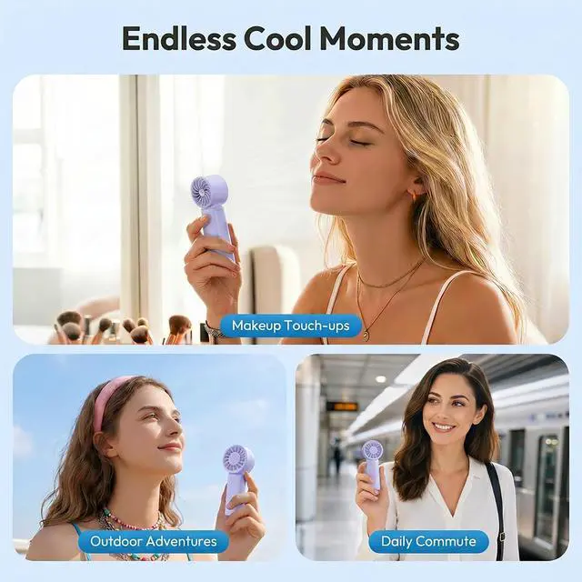 Alt view image 5 of 7 - Jerjerboo Portable Handheld Mini Fan, 3 Speeds 12000RPM Personal Cooling Fan,Mini Fan with Lanyard for Makeup,Purple