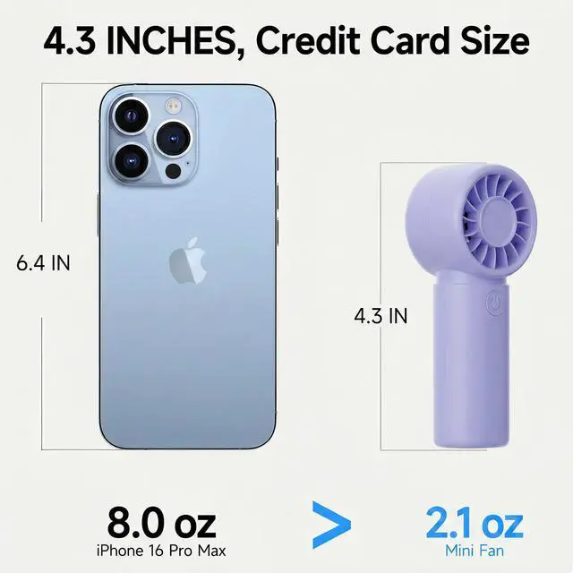 Alt view image 6 of 7 - Jerjerboo Portable Handheld Mini Fan, 3 Speeds 12000RPM Personal Cooling Fan,Mini Fan with Lanyard for Makeup,Purple