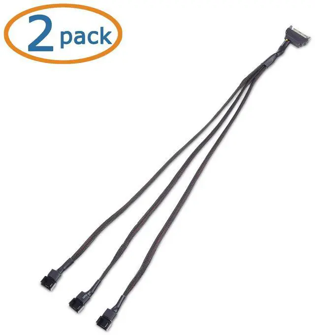 Alt view image 2 of 5 - Cable Matters 2-Pack Case Fan Splitter Cable with SATA Power, 16 inches | 3 Computer Case Fan Splitter Cable