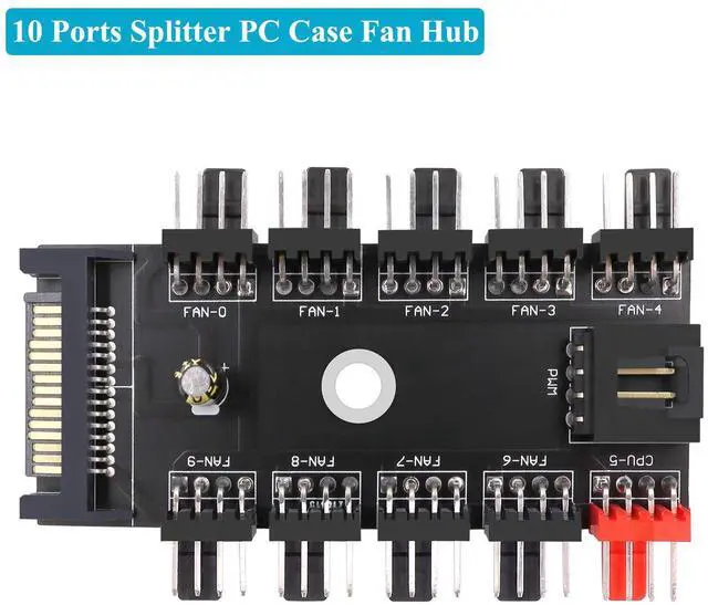 Alt view image 3 of 6 - Fan Hub Splitter Extension Cable, 1 to 10 Way Power Supply Cable 15-Pin SATA Powered PWM PC Case Motherboard Fan Power Adapter Extension Cord Hub for Desktop Computer Case 4-Pin and 3-Pin Cooling Fan