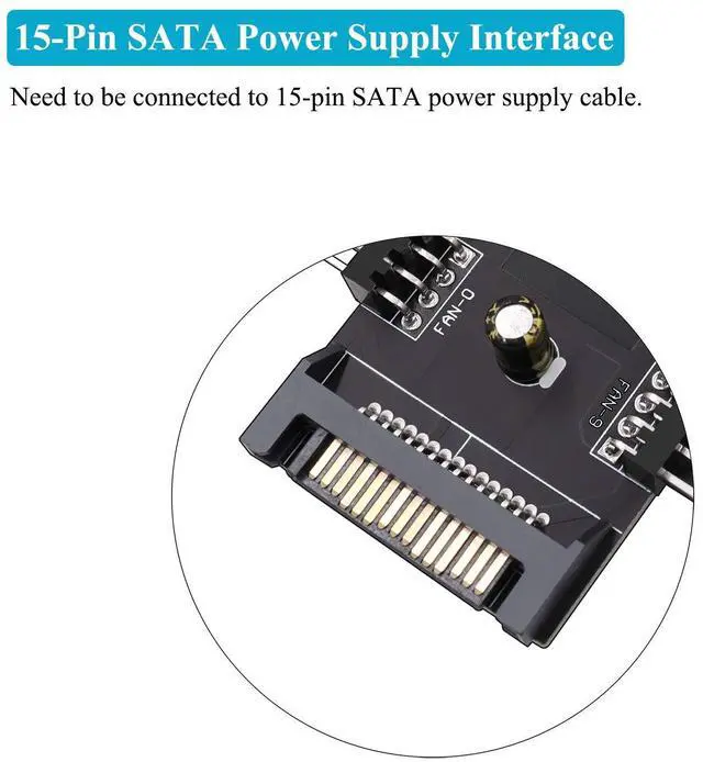 Alt view image 4 of 6 - Fan Hub Splitter Extension Cable, 1 to 10 Way Power Supply Cable 15-Pin SATA Powered PWM PC Case Motherboard Fan Power Adapter Extension Cord Hub for Desktop Computer Case 4-Pin and 3-Pin Cooling Fan