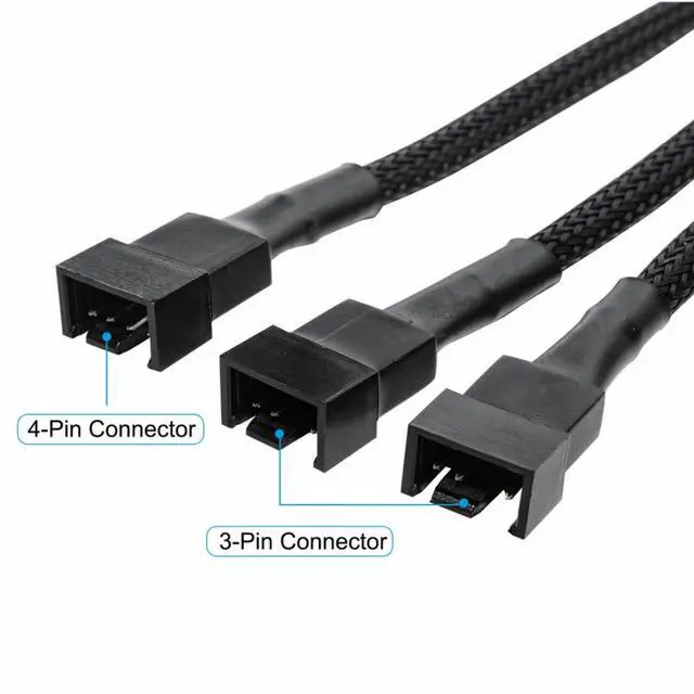 Alt view image 3 of 5 - FITE ON 4Pin 1 to 3 Ways PWM Fan Splitter Cable Black Sleeved Fan Power Extension Cable 4Pin Female to 3X 4Pin Male 27cm/10.5 inches