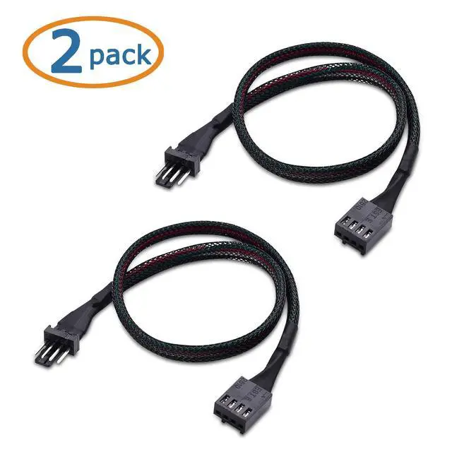 Alt view image 2 of 5 - Cable Matters 2-Pack PWM 4-Pin Fan Extension Cable, 12 inches | PWM Fan Cable, 4-Pin Male to Female, Extends PC Fan Connection