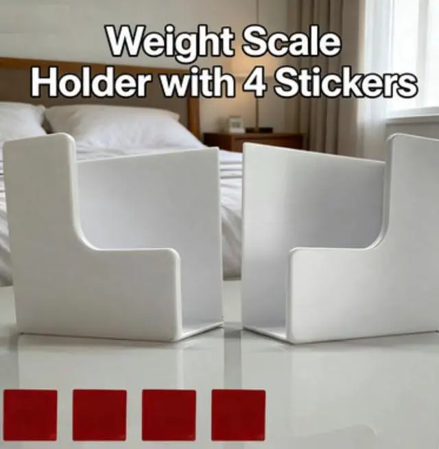 Alt view image 3 of 7 - Weight Scale Holder for Wall,Adjustable Storage Bracket+4Pcs Stickers-White | Storage Bracket for Body Fat & Digital Scales, Universal Fit for Home Gym, Bathroom, Kitchen