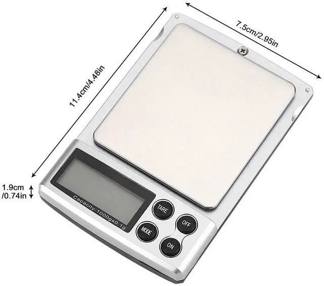 Alt view image 2 of 7 - Generic Kitchen Digital Scale 1kg/0 .1g LCD Display Electronic Digital Pocket Jewelry Food Scalefor Cooking Baking, Jewelry Weighing Kitchen Tool, Silver
