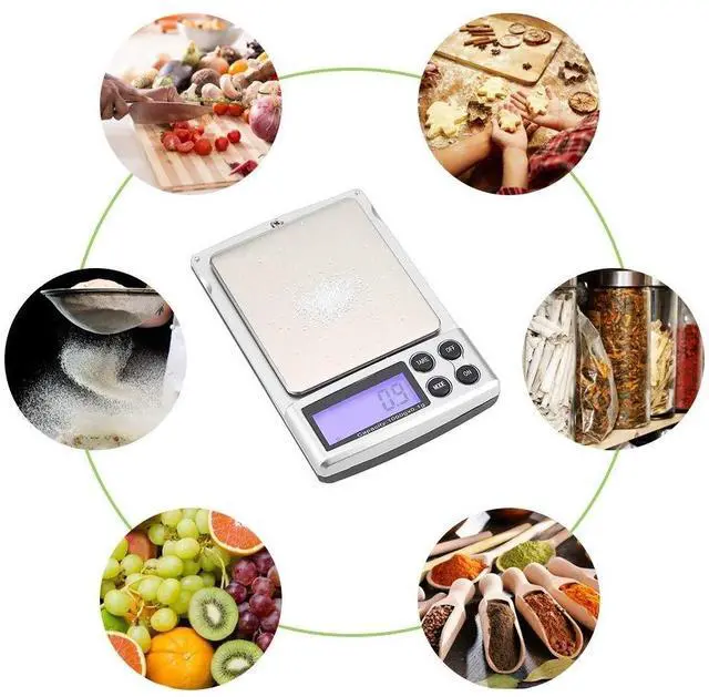Alt view image 4 of 7 - Generic Kitchen Digital Scale 1kg/0 .1g LCD Display Electronic Digital Pocket Jewelry Food Scalefor Cooking Baking, Jewelry Weighing Kitchen Tool, Silver