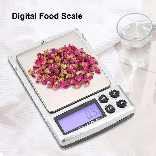 Alt view image 6 of 7 - Generic Kitchen Digital Scale 1kg/0 .1g LCD Display Electronic Digital Pocket Jewelry Food Scalefor Cooking Baking, Jewelry Weighing Kitchen Tool, Silver