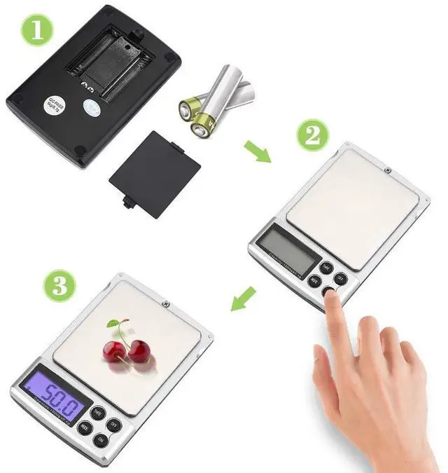 Alt view image 7 of 7 - Generic Kitchen Digital Scale 1kg/0 .1g LCD Display Electronic Digital Pocket Jewelry Food Scalefor Cooking Baking, Jewelry Weighing Kitchen Tool, Silver