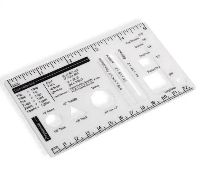 Main image of UPTTHOW Culinary Ruler Mini Cutting Reference Template Cooking Measurement | Acrylic, 5x3", small, kitchen food tool, for beginner and chef, baking conversion chart, gift for friends and family