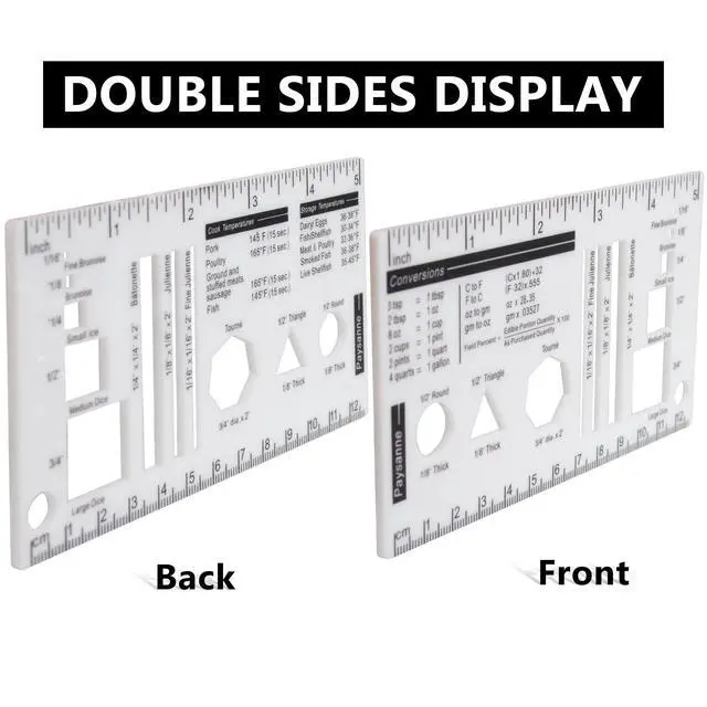 Alt view image 4 of 6 - UPTTHOW Culinary Ruler Mini Cutting Reference Template Cooking Measurement | Acrylic, 5x3", small, kitchen food tool, for beginner and chef, baking conversion chart, gift for friends and family