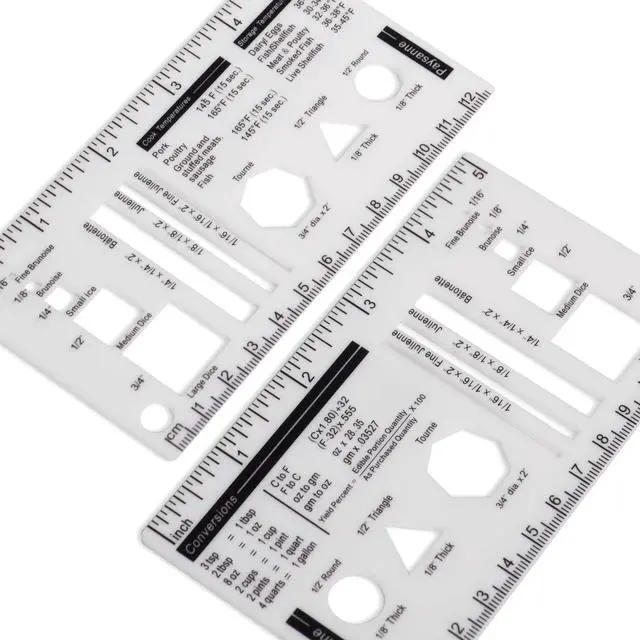 Alt view image 3 of 6 - UPTTHOW Culinary Ruler Mini Cutting Reference Template Cooking Measurement | Acrylic, 5x3", small, kitchen food tool, for beginner and chef, baking conversion chart, gift for friends and family