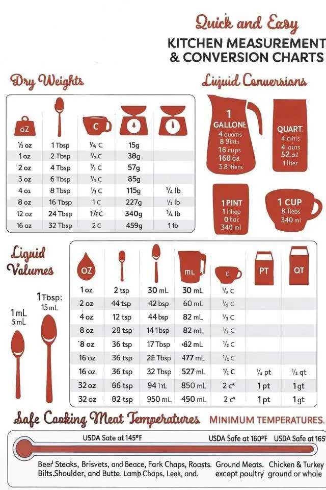 Main image of Vidalia Chop wizard Quick and Easy Kitchen Measurement & Conversion Chart - Durable Magnet