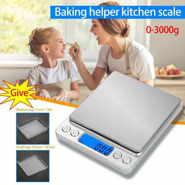 Alt view image 2 of 7 - 3000g 6.6lb Digital Kitchen Food Scale with 0.1g Accuracy, Digital Kitchen Scale for Food, Tare Function, and LCD Display - for Cooking, Baking, and Jewelry