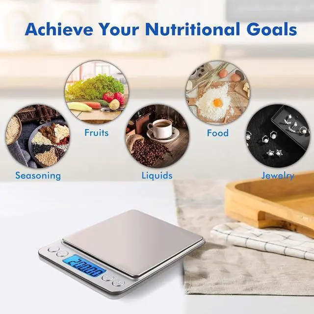 Alt view image 4 of 6 - Digital Scale Kitchen 500g 0.01g Food Scale High Precision Kitchen Scale Multifunctional Stainless Steel Pocket Scale with Back-Lit LCD Display Tare PCS Features, 9 Weighing Units Switch