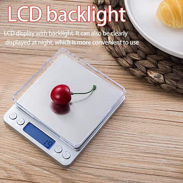 Alt view image 3 of 7 - 3000g 6.6lb Digital Kitchen Food Scale with 0.1g Accuracy, Digital Kitchen Scale for Food, Tare Function, and LCD Display - for Cooking, Baking, and Jewelry