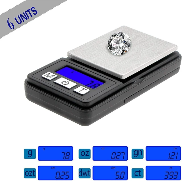 Alt view image 3 of 7 - Ultra Mini Scale, 1000g x 0.1g Digital Pocket Scale, Grams and Oz 6 Units, Gram Scale with LCD Display, Tare, Battery Included