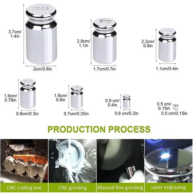 Alt view image 2 of 7 - 7 PCS Calibration Weights, Scale Weight Set 1g 2g 5g 10g 20g 50g 100g, Carbon Steel Small Weight for Digital Scale, Gram Scale Balance, Jewelry Scale (Silver)