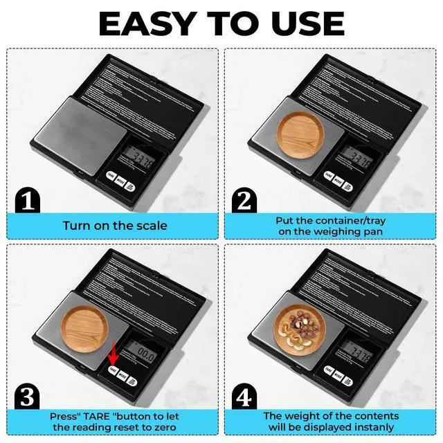 Alt view image 3 of 4 - 200g X 0.01g Digital Pocket Scale, with Backlit LCD Display, Small Mini Digital Pocket Gram Scale for Kitchen Jewelry Herb