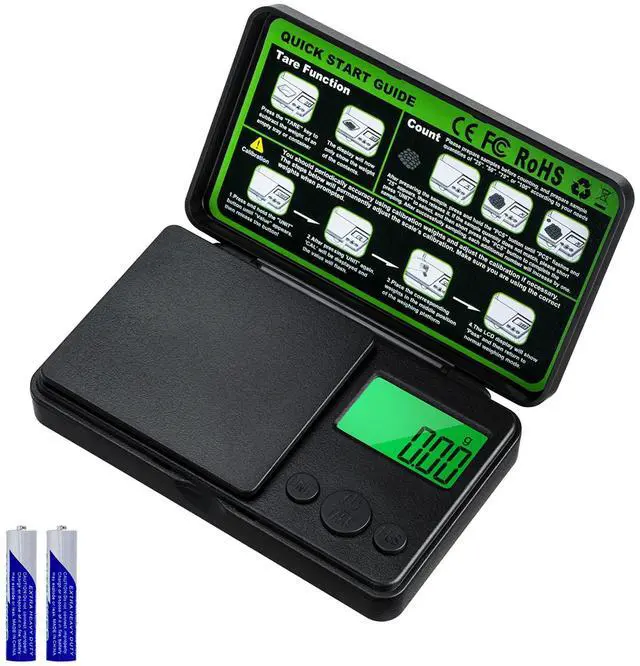 Main image of Wigearss 0.01g/500g Digital Milligram Scale, Pocket Micro Scale with Tare Weight Function,Calibration Weight Backlit LCD Display, Mini Precision Scale for Weighing Powder, Gold, Jewelry, Mini Food