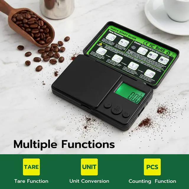 Alt view image 5 of 7 - Wigearss 0.01g/500g Digital Milligram Scale, Pocket Micro Scale with Tare Weight Function,Calibration Weight Backlit LCD Display, Mini Precision Scale for Weighing Powder, Gold, Jewelry, Mini Food