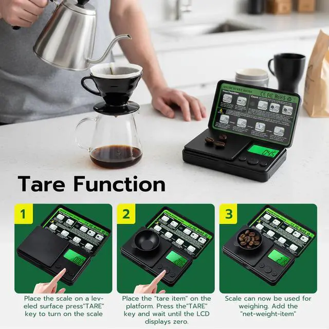 Alt view image 7 of 7 - Wigearss 0.01g/500g Digital Milligram Scale, Pocket Micro Scale with Tare Weight Function,Calibration Weight Backlit LCD Display, Mini Precision Scale for Weighing Powder, Gold, Jewelry, Mini Food
