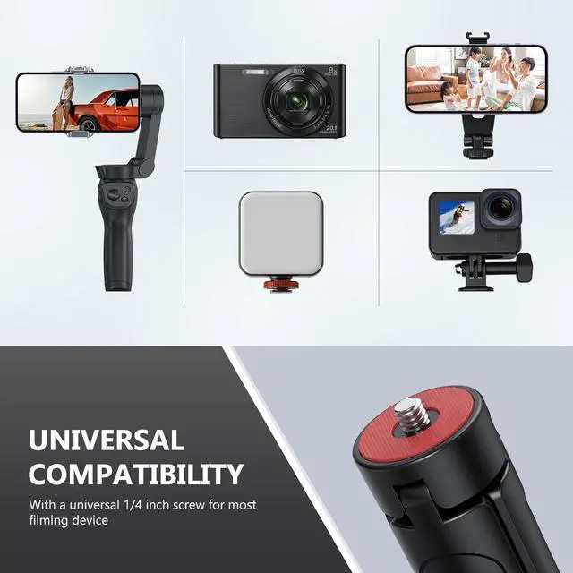 Alt view image 4 of 7 - VRIG TP-05 Extendable Mini Tripod with 1/4" Screw, Mini Camera Tripod | Desktop/Tabletop Small Tripod for Camera, Gimbal, Handle Grip Stabilizer, DJI Pocket 3, 4, Xtra Muse, Insta360 Luna Series