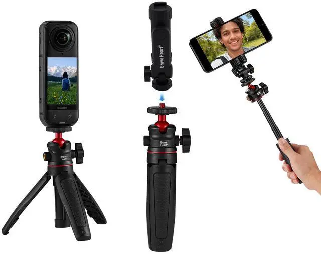 Main image of 1/4" Screw Mount Mini Tripod Selfie Stick, Portable Tabletop Stand for Phones & Most Cameras, Lightweight Handheld Support for Video Filming