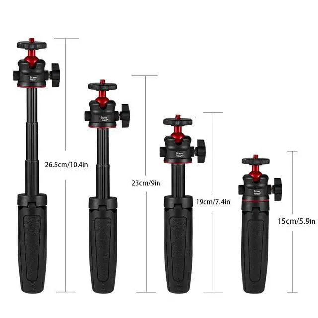Alt view image 5 of 6 - 1/4" Screw Mount Mini Tripod Selfie Stick, Portable Tabletop Stand for Phones & Most Cameras, Lightweight Handheld Support for Video Filming