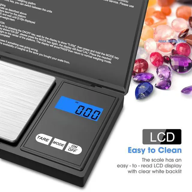 Alt view image 4 of 7 - PeakTrend Gram Scale, Mini Scale Digital Pocket Scale,200g x 0.1g,Digital Grams Scale, Food Scale, Jewelry Scale Black, Kitchen Scale, Precision Scale Grams Ounces Grains, Portable Travel