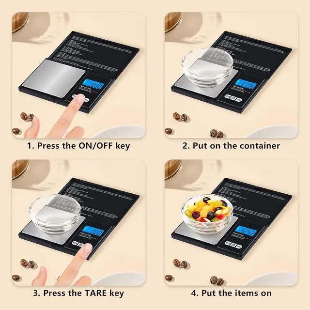Alt view image 5 of 7 - PeakTrend Gram Scale, Mini Scale Digital Pocket Scale,200g x 0.1g,Digital Grams Scale, Food Scale, Jewelry Scale Black, Kitchen Scale, Precision Scale Grams Ounces Grains, Portable Travel