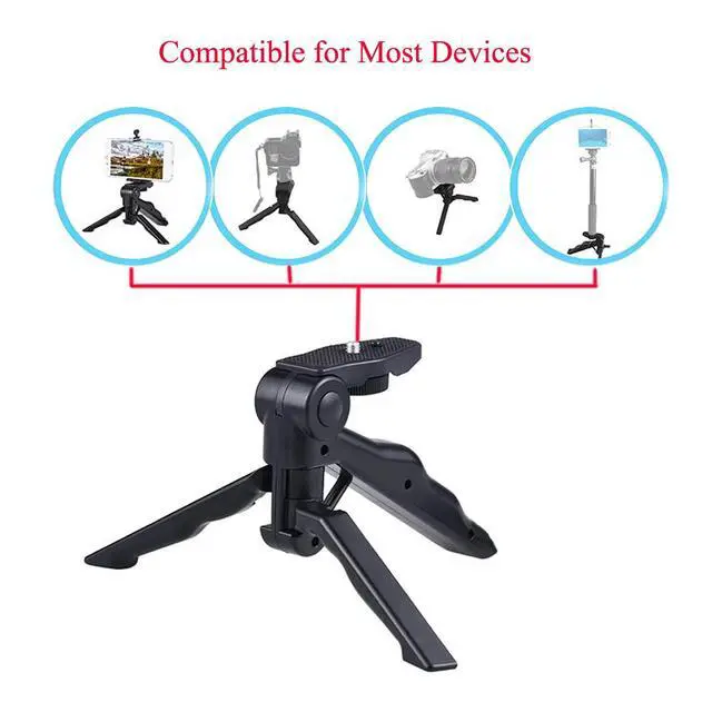 Alt view image 4 of 7 - Walway Foldable Mini Table Tripod Stand Hand Grip with 1/4" Screw Compatible with Gopro/Smartphones/Compact Cameras DSLRs for Vlogging, Live Streaming, Zoom Meeting