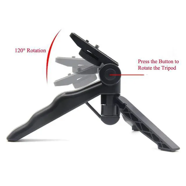 Alt view image 5 of 7 - Walway Foldable Mini Table Tripod Stand Hand Grip with 1/4" Screw Compatible with Gopro/Smartphones/Compact Cameras DSLRs for Vlogging, Live Streaming, Zoom Meeting
