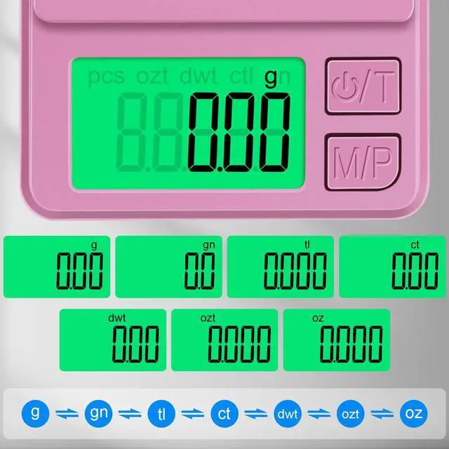 Alt view image 4 of 7 - Diyife 1000g Digital Pocket Gram Scale 0.01g Accuracy, Mini Jewelry Scale | with Protective Cover, 7 Units, Tare Function, LCD Display, Suit for Jewelry, Powder, Pink