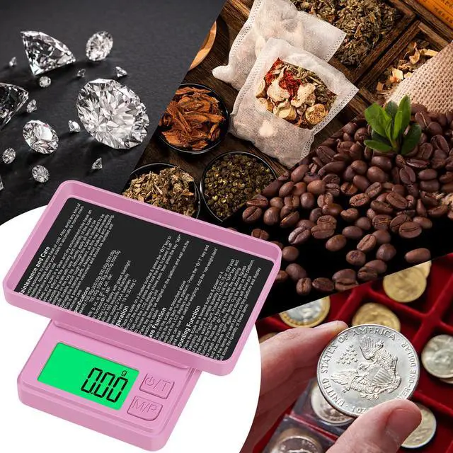 Alt view image 7 of 7 - Diyife 1000g Digital Pocket Gram Scale 0.01g Accuracy, Mini Jewelry Scale | with Protective Cover, 7 Units, Tare Function, LCD Display, Suit for Jewelry, Powder, Pink
