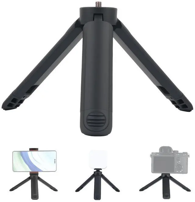 Main image of UTEBIT Extendable Mini Camera Tripod, 1/4'' Screw Compact Tabletop Stand | 2-Level Height Adjustable Universal Small Table Tripod Lightweight Foldable for Video Photography Live Streaming, Black