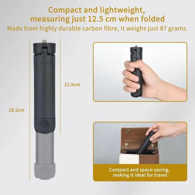 Alt view image 6 of 7 - UTEBIT Extendable Mini Camera Tripod, 1/4'' Screw Compact Tabletop Stand | 2-Level Height Adjustable Universal Small Table Tripod Lightweight Foldable for Video Photography Live Streaming, Black