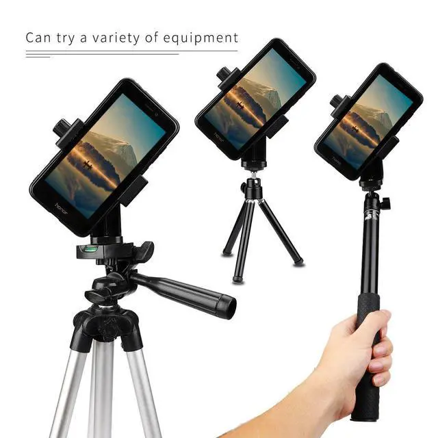 Alt view image 4 of 7 - AFAITH Cell Phone Tripod Mount with Remote, Phone Holder Adapter Selfie Monopod with Adjustable Clamp for iPhone 16 15 14 13 12 11 Max Pro Phone X XR Xs 6 7 8 P,Samsung