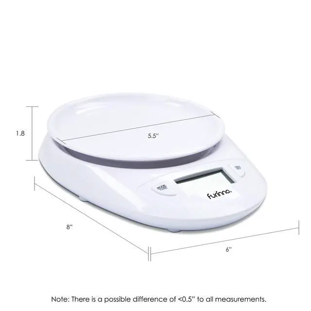 Alt view image 3 of 6 - Furinno DaPur Precision Kitchen Scale, Digital Weight Food Scale, White