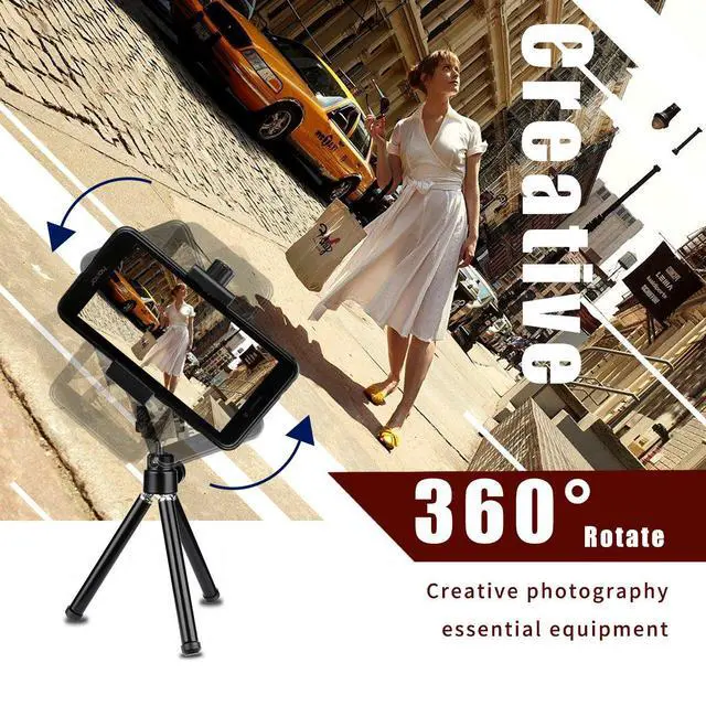 Alt view image 6 of 7 - AFAITH Cell Phone Tripod Mount with Remote, Phone Holder Adapter Selfie Monopod with Adjustable Clamp for iPhone 16 15 14 13 12 11 Max Pro Phone X XR Xs 6 7 8 P,Samsung