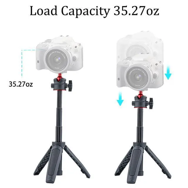 Alt view image 5 of 7 - Mini Tripod Selfie Stick 3-in-1 Extension Pole with Phone Clamp - Aluminum Vlogging Stand for Smartphone Action Camera Webcam 1/4 Thread