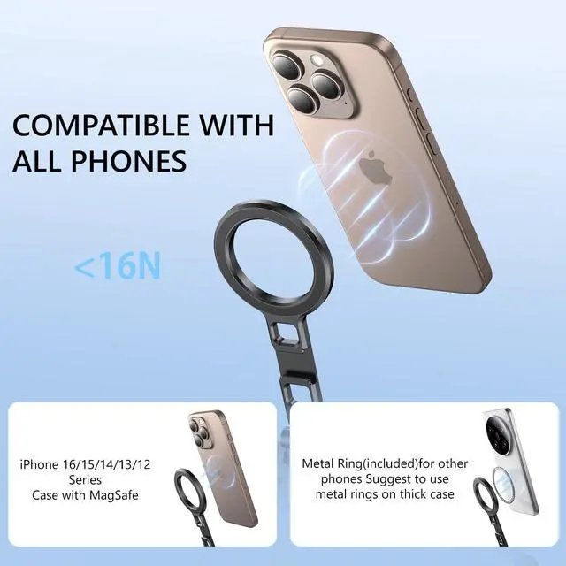 Alt view image 6 of 7 - VRIG MG-21 Foldable Mini Tripod for iPhone MagSafe, Magnetic Phone Stand | 1/4'' Thread,Cold Shoe Mount & Arca-swiss, Aluminium Alloy Phone Tripod for Desk/Handheld,for iPhone 17 16 15 14 13 12 Series