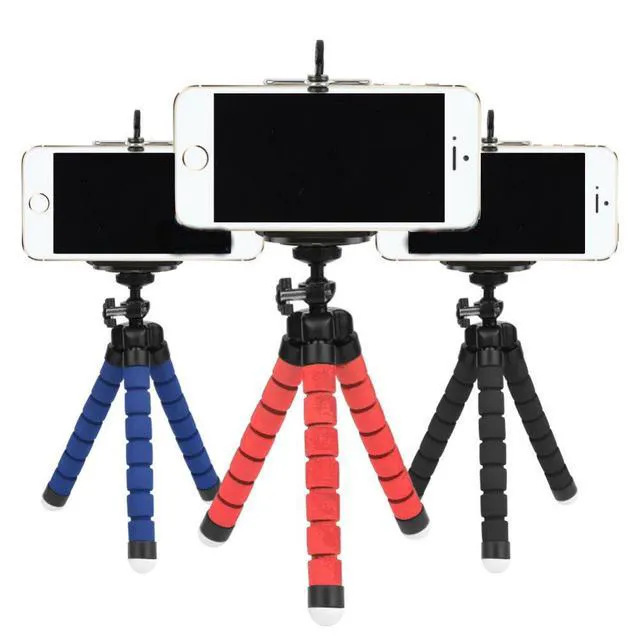 Alt view image 5 of 5 - AKOAK Mini Camera Tripod, Portable and Flexible Tripod with Cell Phone Holder Clip, Standard 1/4 Screw Suited for General Camera and Adjustable Clip Suited for The Mobile Phone Under 6 Inch,Red