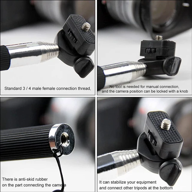Alt view image 5 of 7 - Portable 37 Inch Selfie Stick Phone Tripod Stand, Universal 360 Rotation Extendable Selfie Stick with Rubber Non Skid Feet Super Strong Support Compatible Smartphone & Camera (Black)