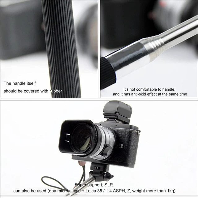 Alt view image 3 of 7 - Portable 37 Inch Selfie Stick Phone Tripod Stand, Universal 360 Rotation Extendable Selfie Stick with Rubber Non Skid Feet Super Strong Support Compatible Smartphone & Camera (Black)
