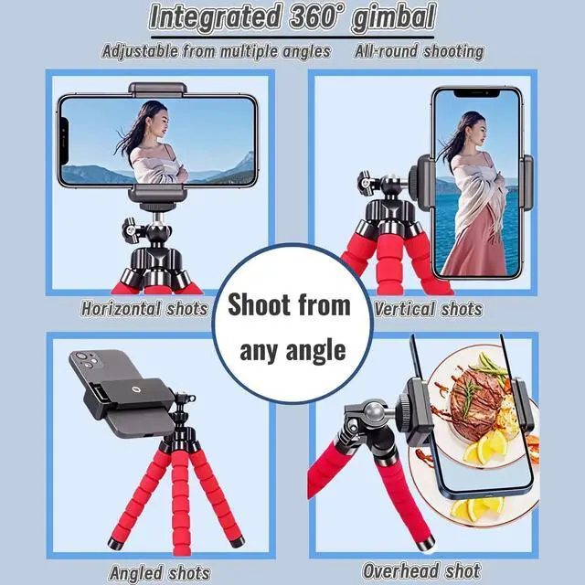 Alt view image 3 of 6 - YOUNEEDFUL Mini Portable Phone Tripod Stand with Flexible Legs (Blue) | Suitable for Mobile Phone and Compact Cameras Lightweight Tripod for Desk, Outdoor Vlogging Content Creation