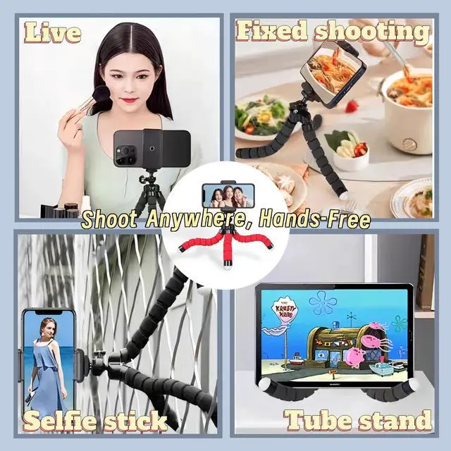 Alt view image 4 of 6 - YOUNEEDFUL Mini Portable Phone Tripod Stand with Flexible Legs (Blue) | Suitable for Mobile Phone and Compact Cameras Lightweight Tripod for Desk, Outdoor Vlogging Content Creation
