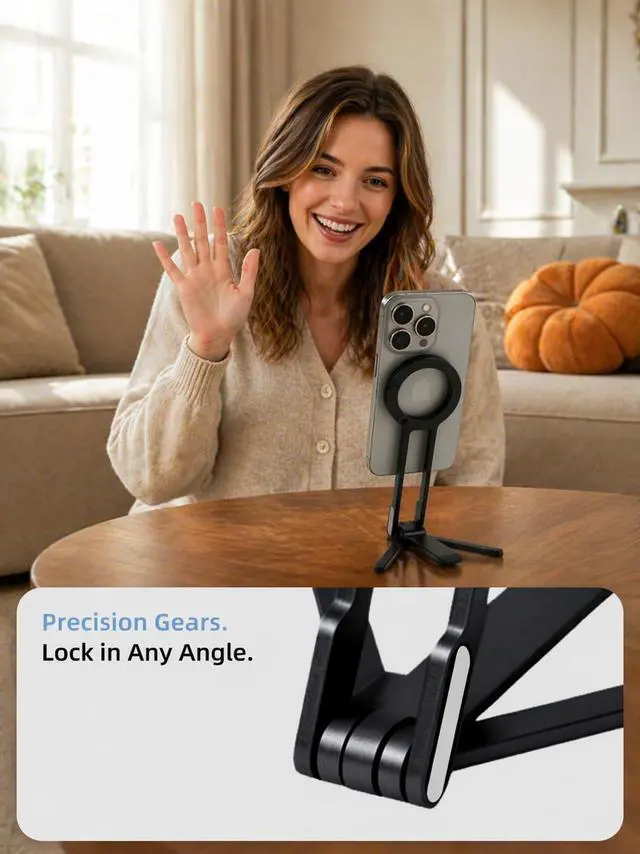 Alt view image 3 of 6 - SupdYori Mini Pocket Magnetic Phone Tripod Aluminium Foldable Stand with Strong Magnet, Maglock Smartphone Tripod Compatible with iPhone 17 16 15 14 13 12 Series, Black
