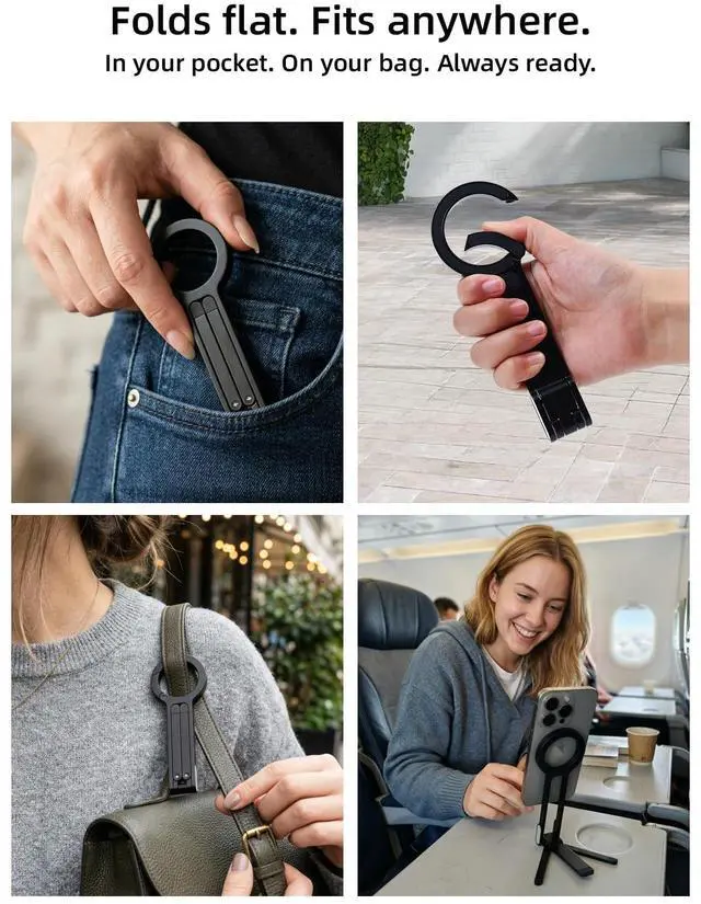 Alt view image 5 of 6 - SupdYori Mini Pocket Magnetic Phone Tripod Aluminium Foldable Stand with Strong Magnet, Maglock Smartphone Tripod Compatible with iPhone 17 16 15 14 13 12 Series, Black