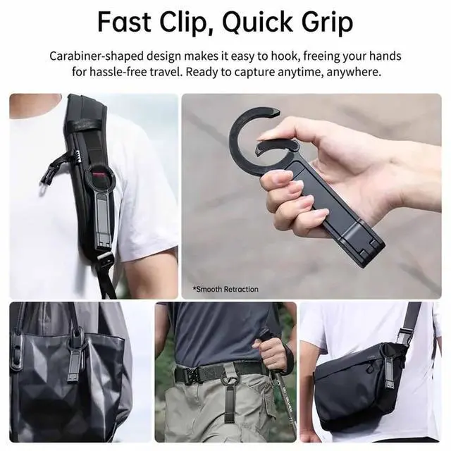 Alt view image 5 of 5 - Universal Magnetic Phone Tripod, 360° Rotatable Multi-Angle Stand with Spring Buckle Clip, Compact Travel Vlog Selfie Stick for iPhone/Android/Samsung - Black
